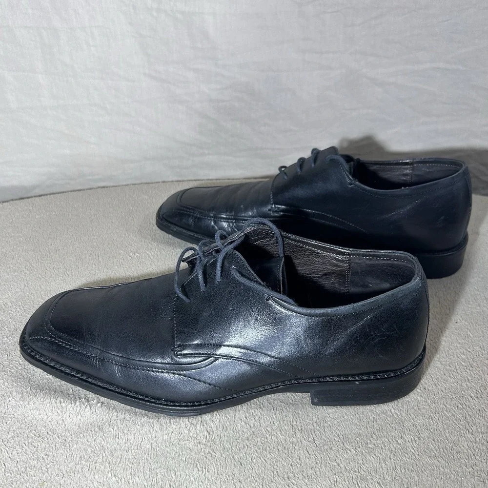 Bachrach Men's Black Leather Apron Toe Derby Dress Shoes Size 10.5 Romania